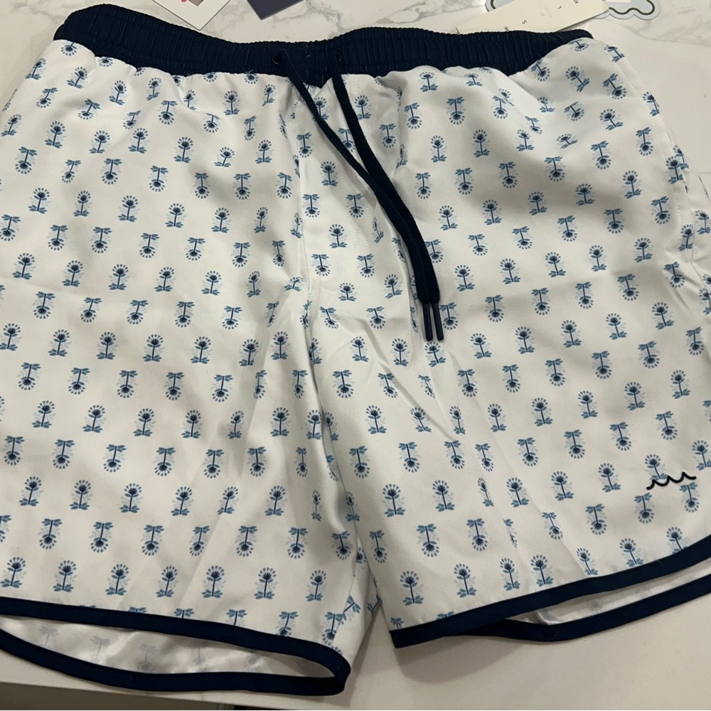 NWT Minnow Swim White and Navy Swim Shorts